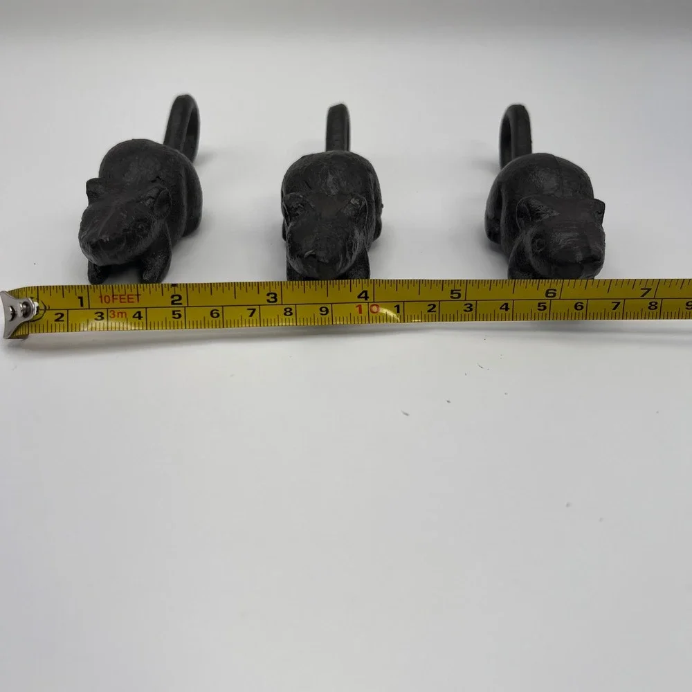 Set of 3 Cast Iron Black Mouse Tail Hook Wall Mounted Home Decor‎ Rustic
